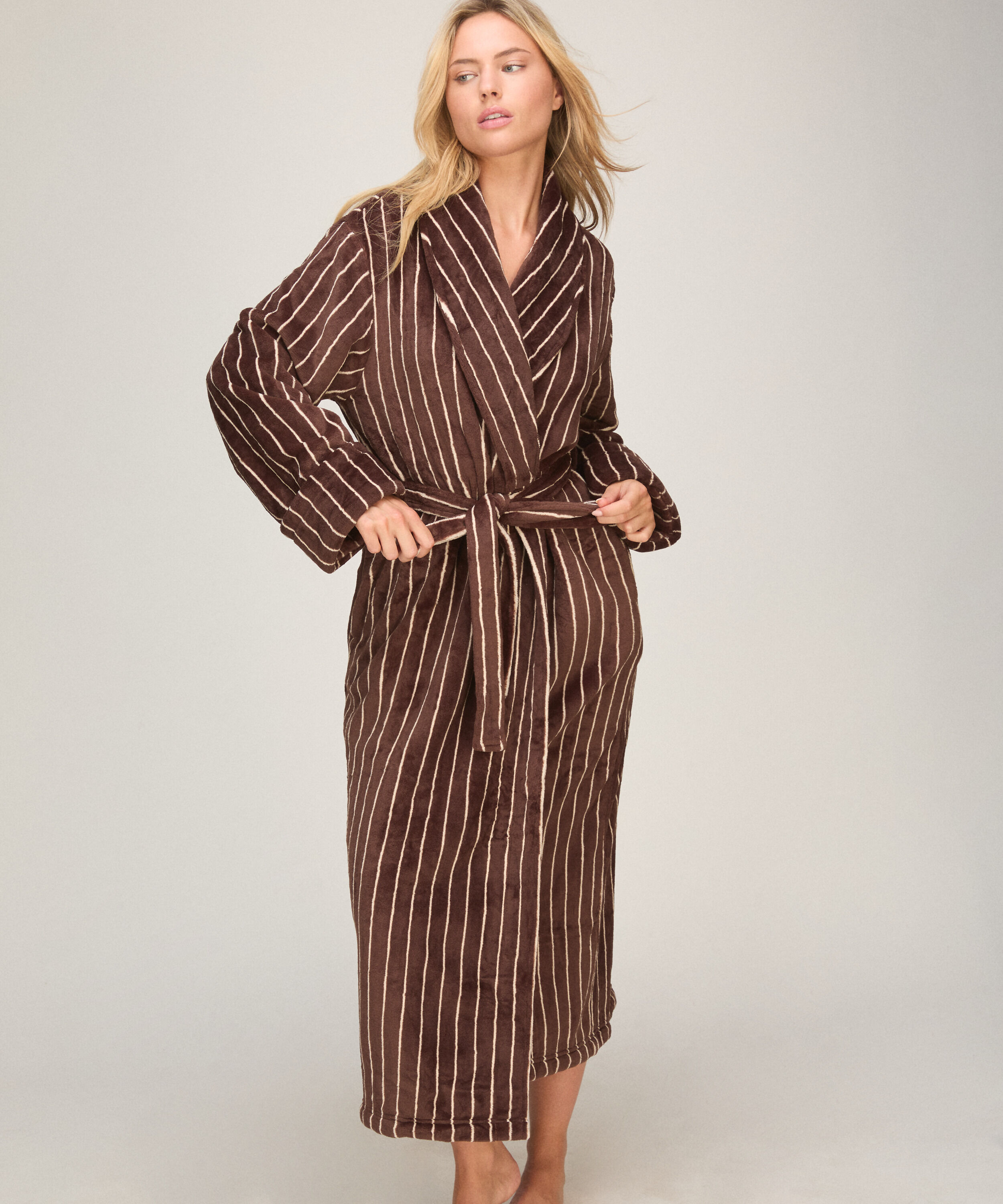 Peignoir en polaire douce, Marron