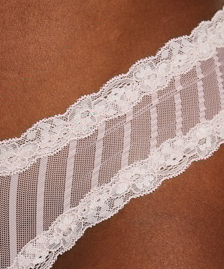 Slip br&eacute;silien V-shape Mesh, Rose