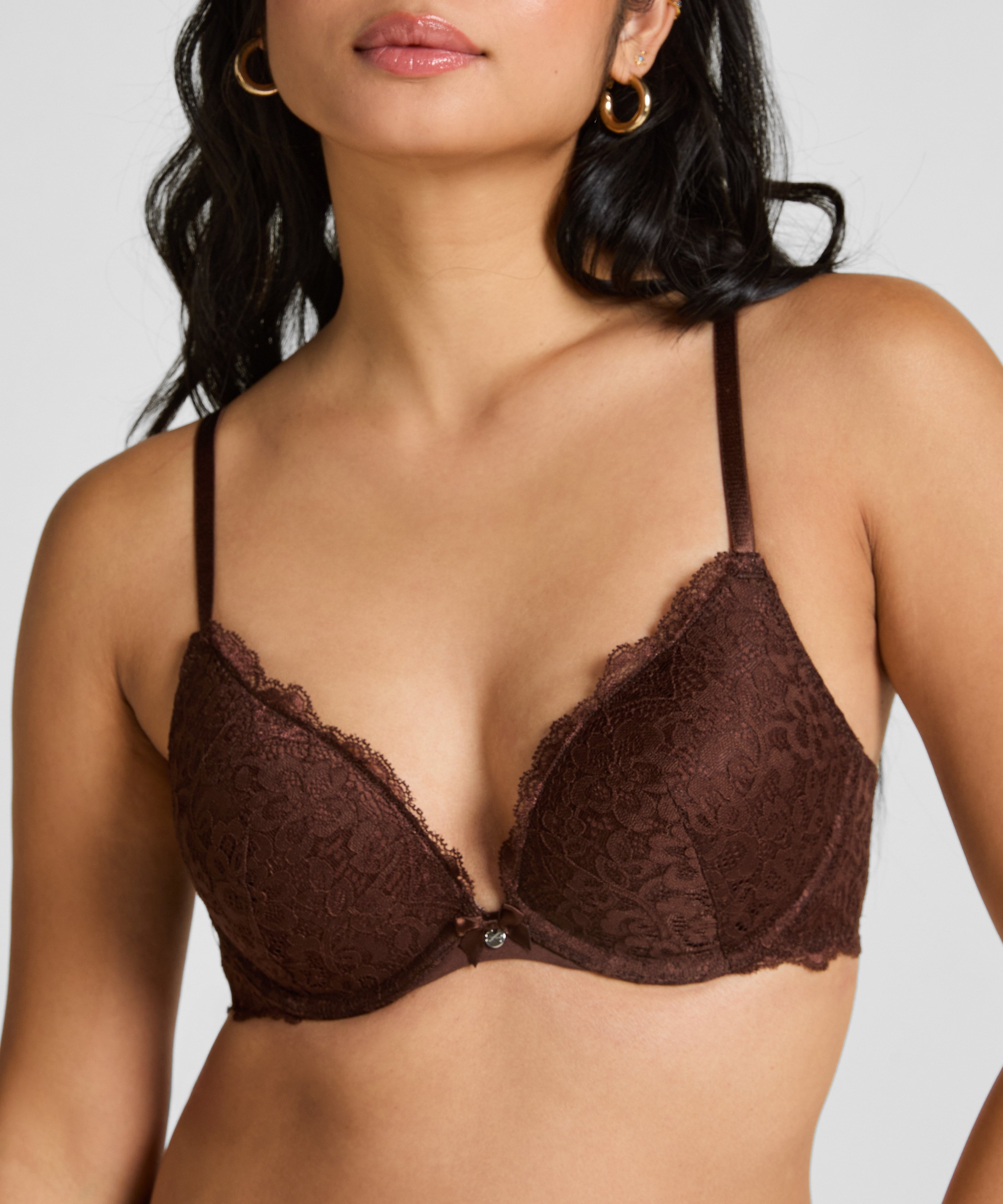Soutien-gorge à armatures préformé push-up Marine, Marron, main