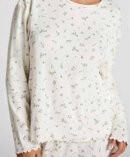 Pyjama Top Loose Pointelle, Blanc