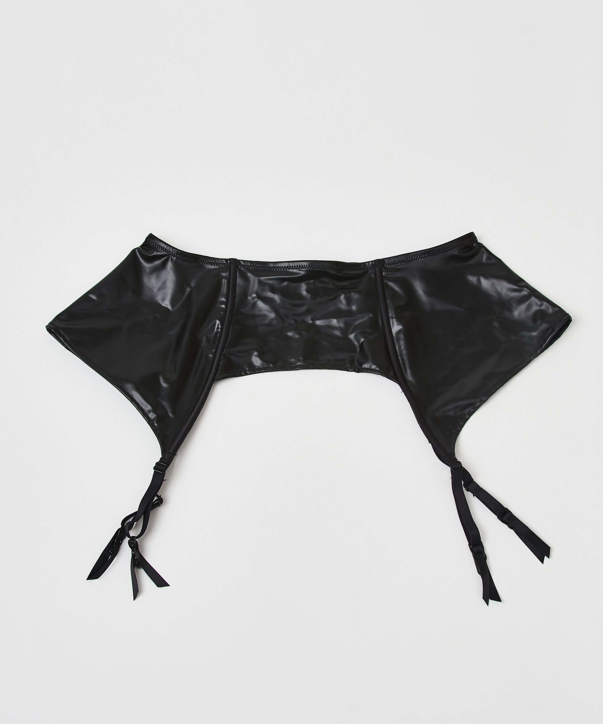 Porte-jarretelles Private aspect cuir, Noir, main