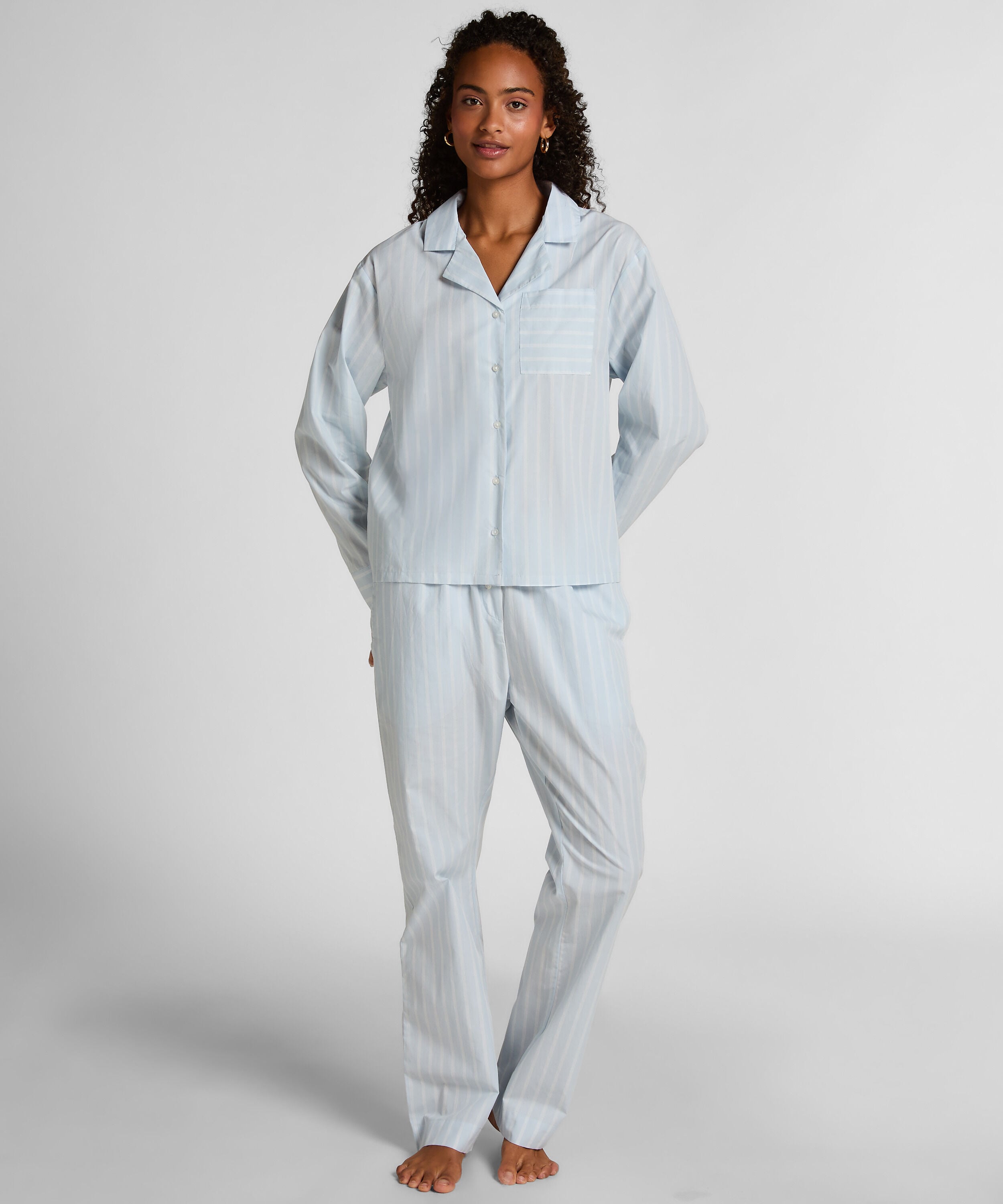 Pantalon en coton tissé à rayures