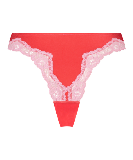 Slip br&eacute;silien Lace & Shine, Rouge