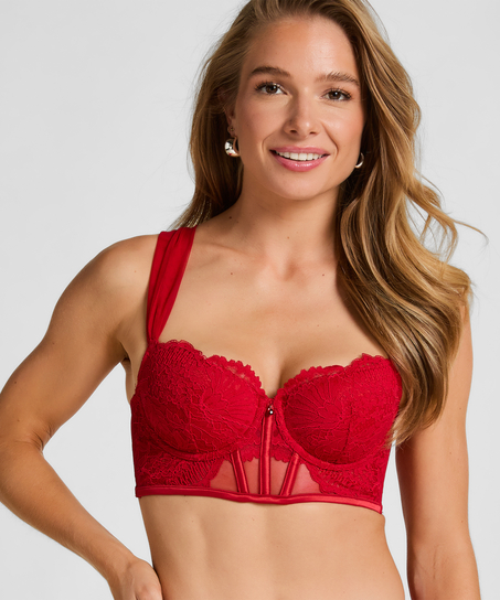 Soutien-gorge à armatures rembourré longline Withney, Rouge
