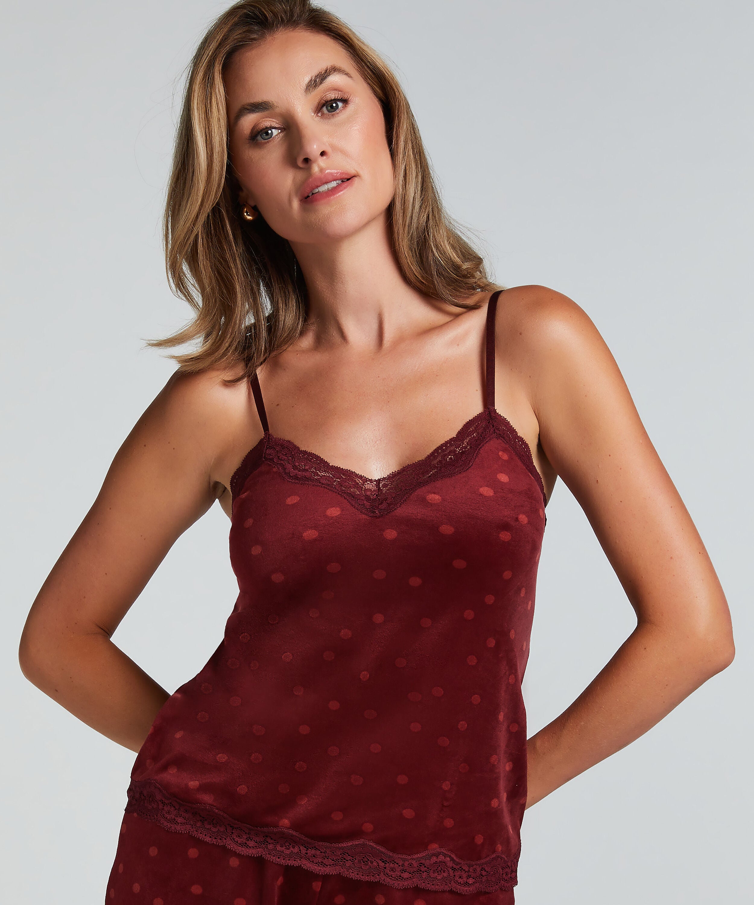 Caraco de pyjama Velours Scallop Lace, Violet