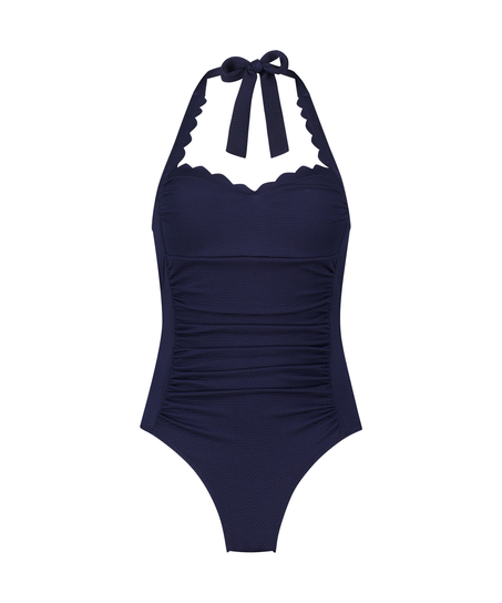 Maillot de bain Shaping Halter Scallop, Bleu