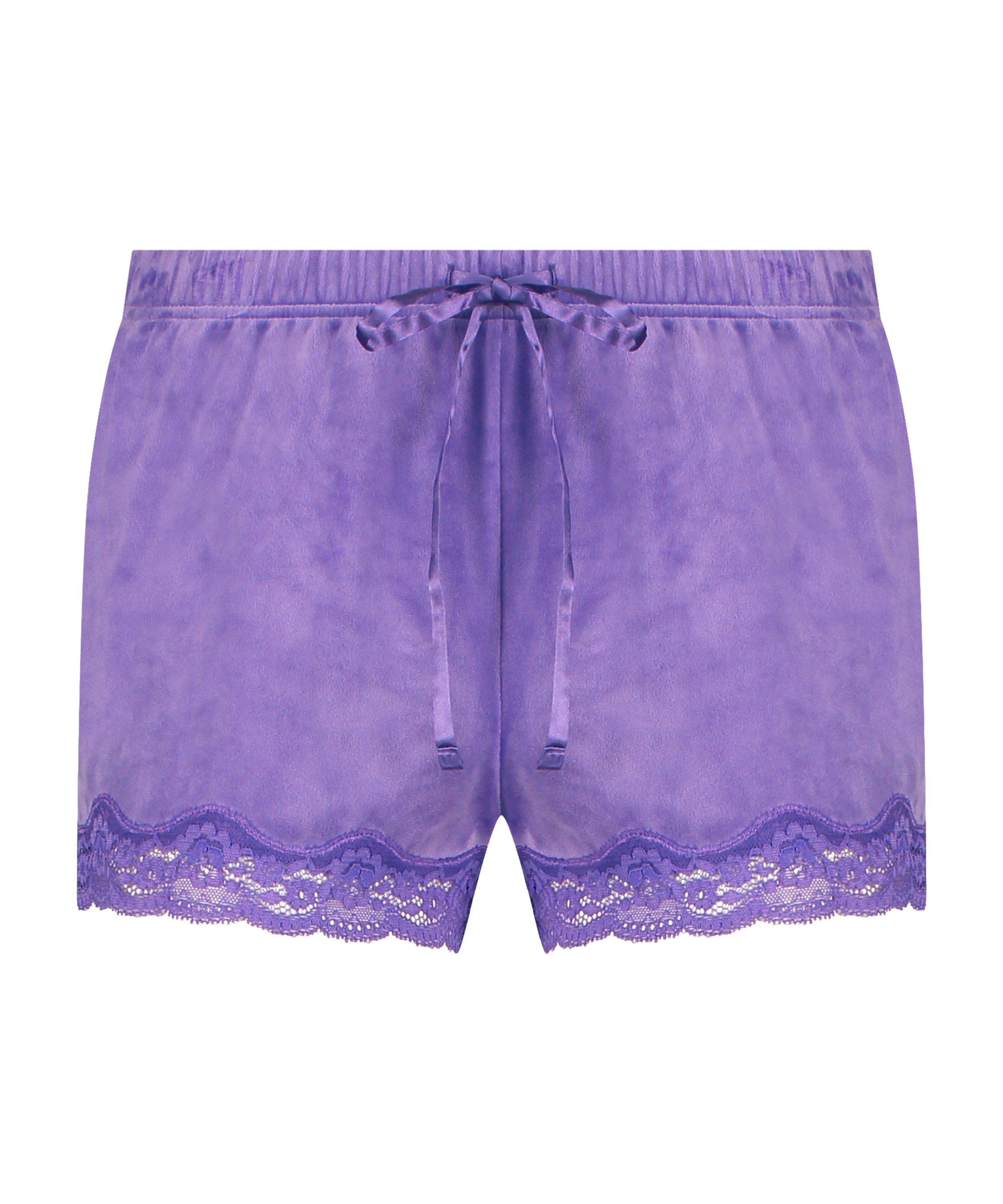 Short velours dentelle, Violet, main