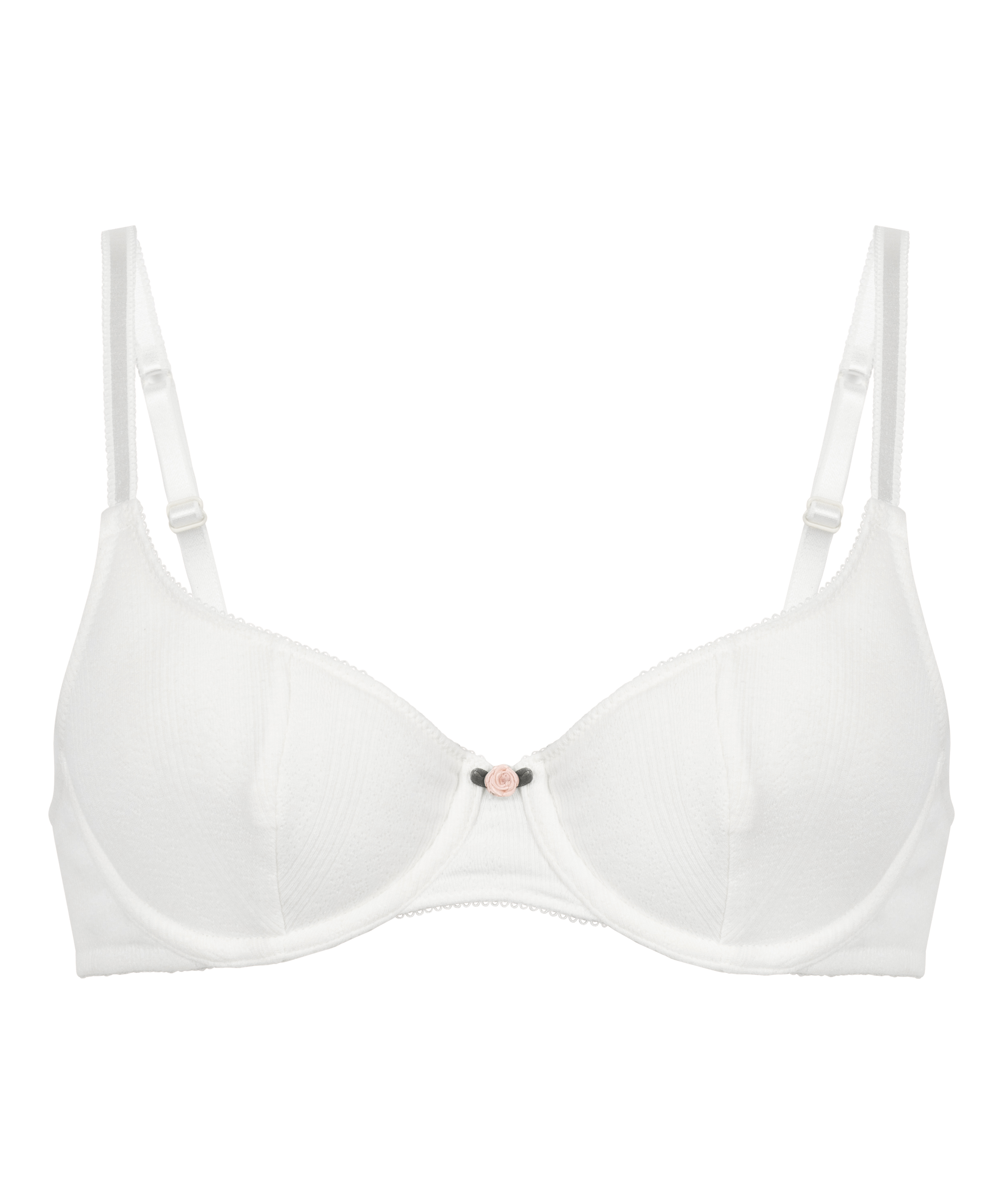 Soutien-gorge à armatures non-rembourré Pointelle, Blanc, main