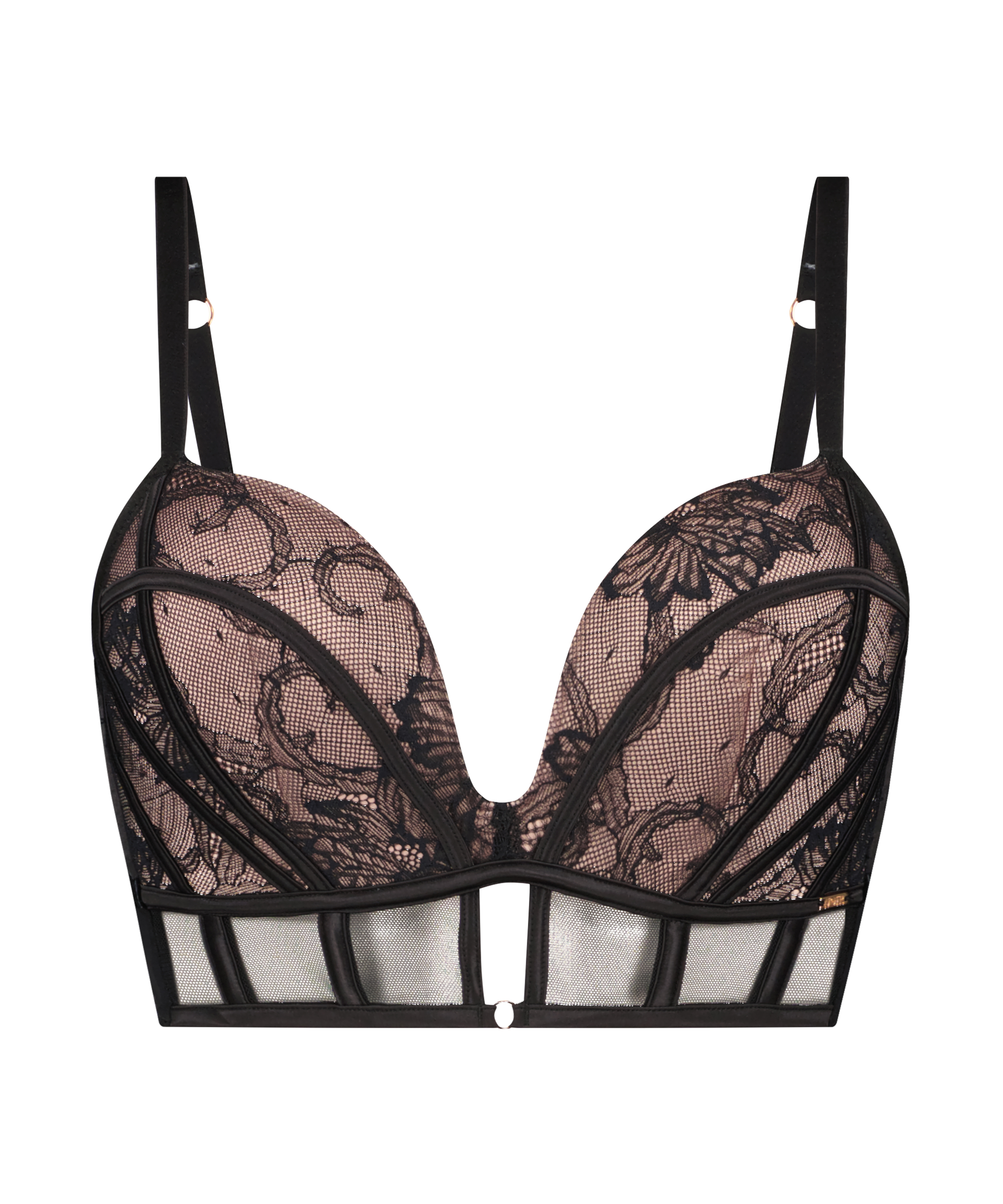 Soutien-gorge push-up rembourré sans armatures longues Magdalena, Noir, main