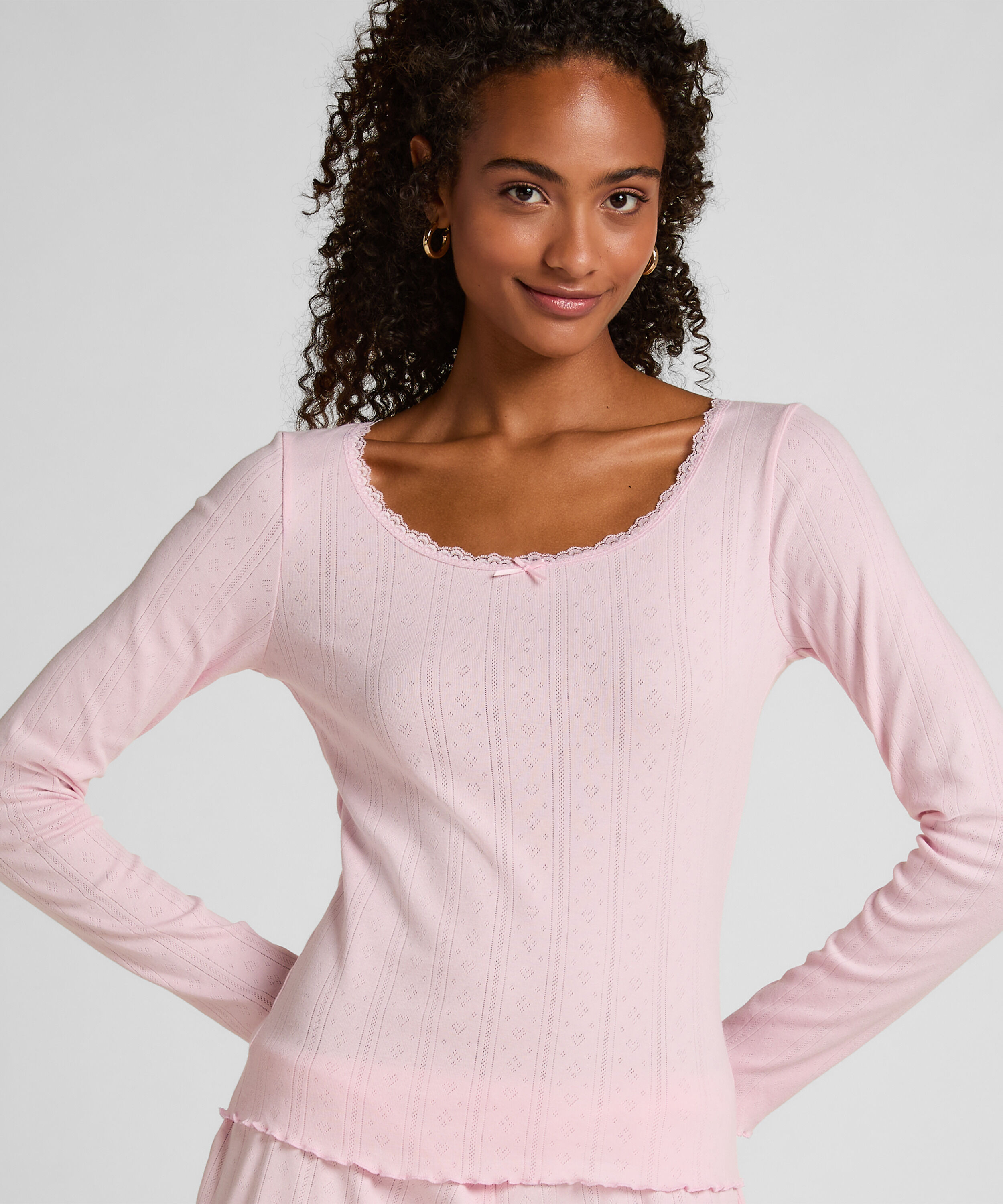 Haut de pyjama Pointelle, Rose Haut de pyjama Pointelle, Rose