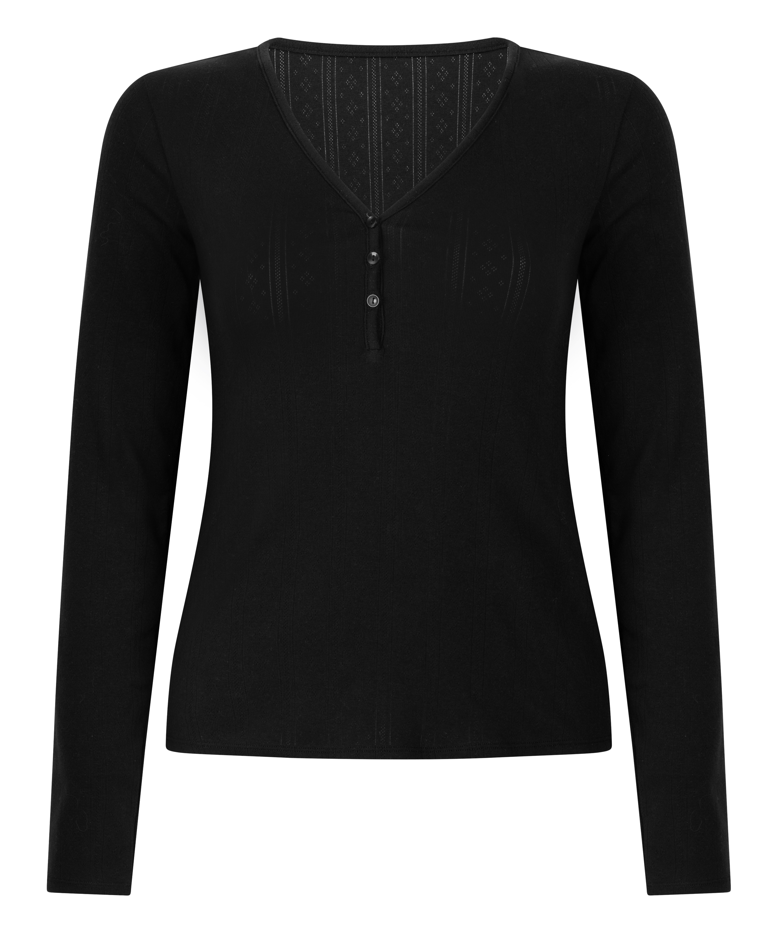 Haut de pyjama Henley, Noir, main