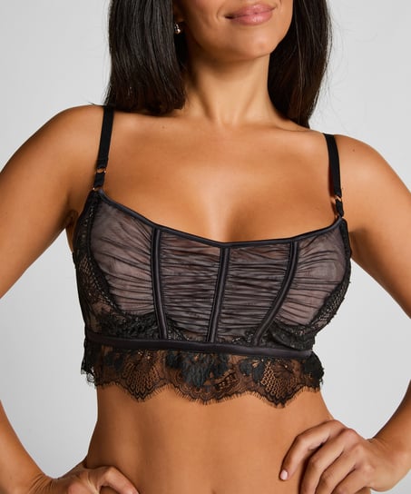 Soutien-gorge &agrave; armatures non-pr&eacute;form&eacute; longline Cynthia, Noir