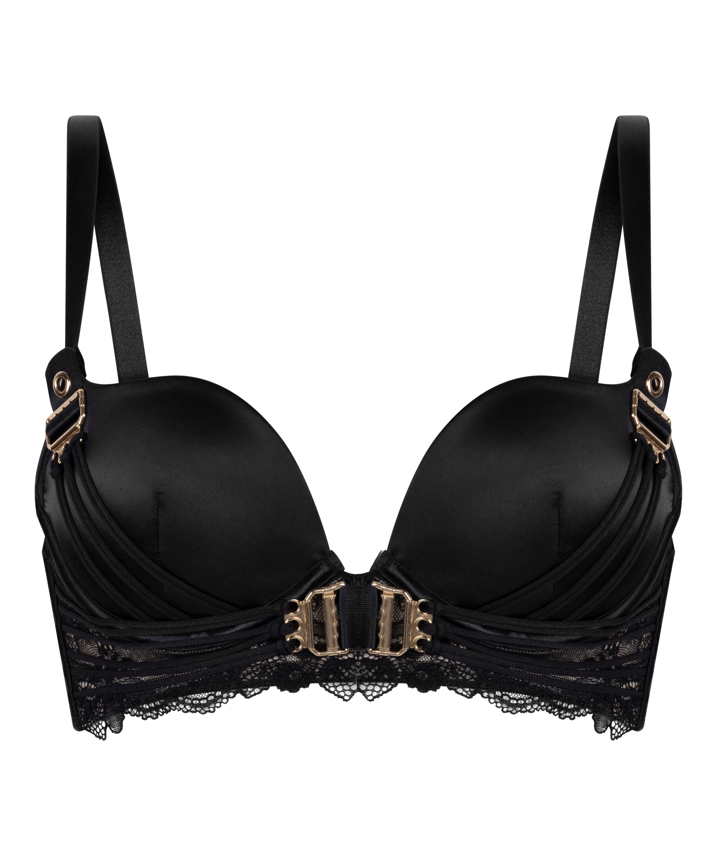 Soutien-gorge à armatures longline push-up préformé Avela, Noir, main