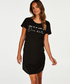 T-shirt de nuit grossesse &agrave; manches courtes, Noir