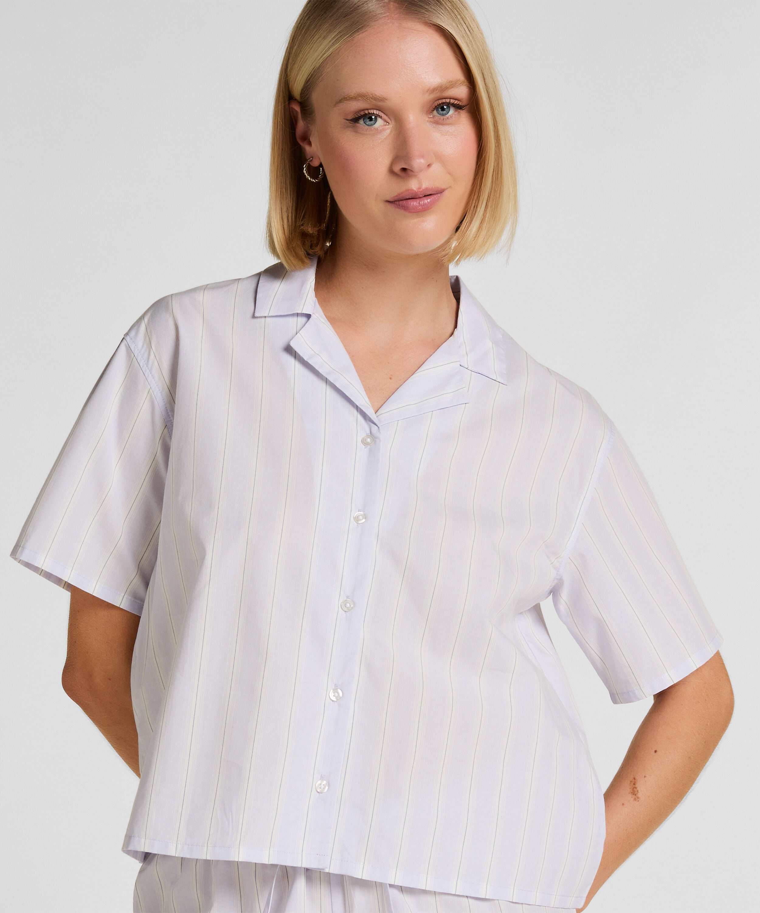 Veste Rayée en Coton, Violet
