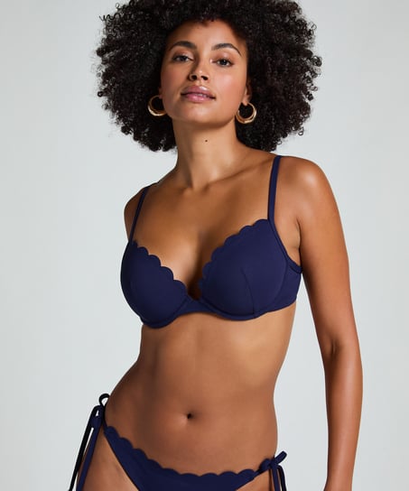 Haut de bikini &agrave; armatures &agrave; effet push-up pr&eacute;form&eacute; Scallop Taille A - E, Bleu