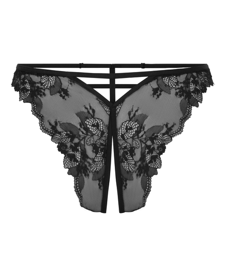 Culotte brésilienne fendue à l'entrejambe Amari, Noir