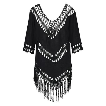 Tunique Fringe, Noir