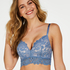 Soutien-gorge pr&eacute;form&eacute; sans armatures longline Shiloh, Bleu