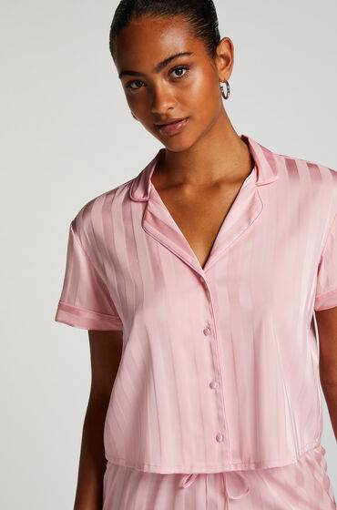 Hunkemöller Veste à manches courtes en satin Rose