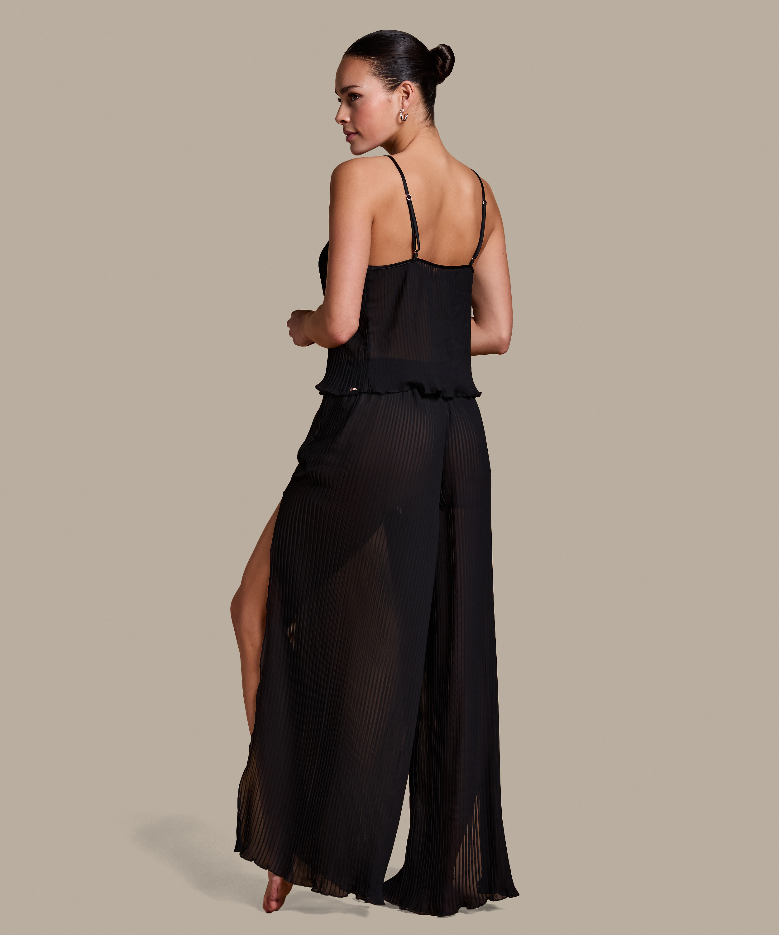 Pantalon Plisse, Noir, main