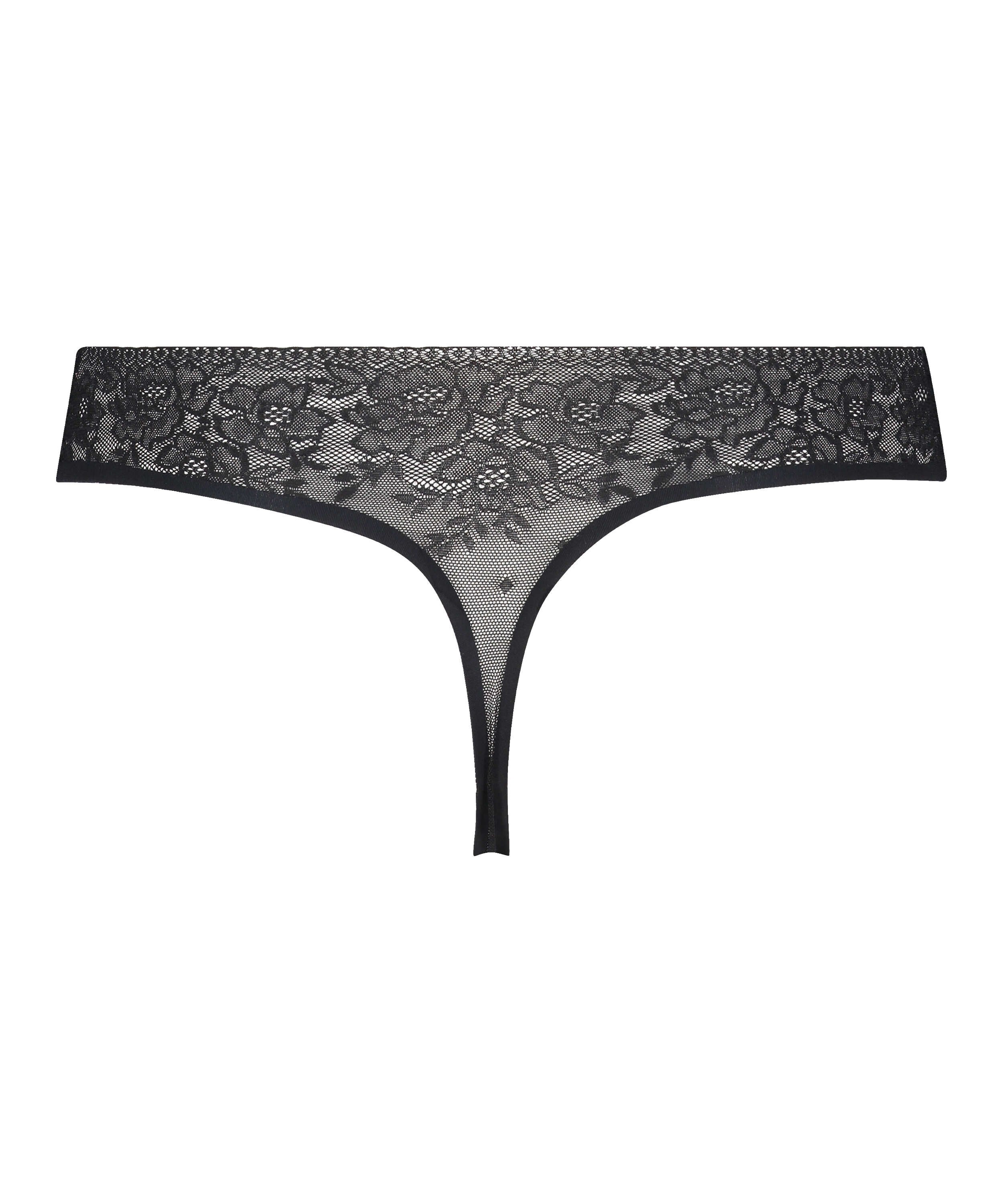 String sans coutures Allover Lace (tout en dentelle), Noir, main