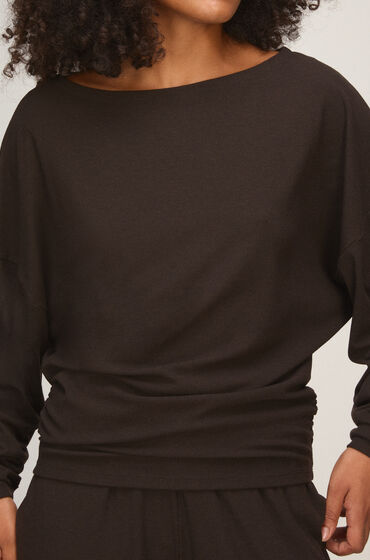 Hunkemöller TOP LS PREMIUM RIB BATWING Marron