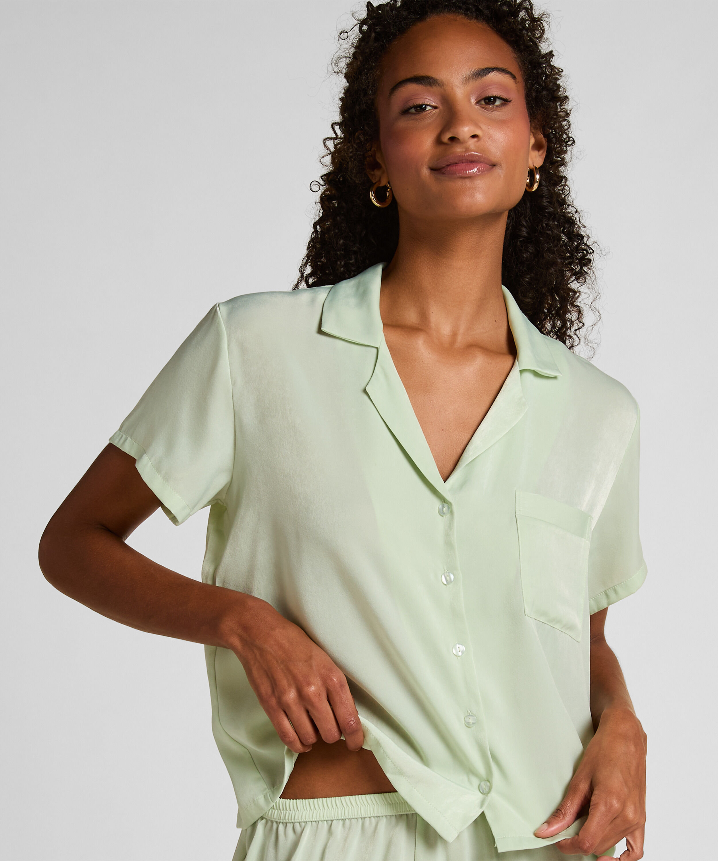 Veste à manches courtes en satin, Vert