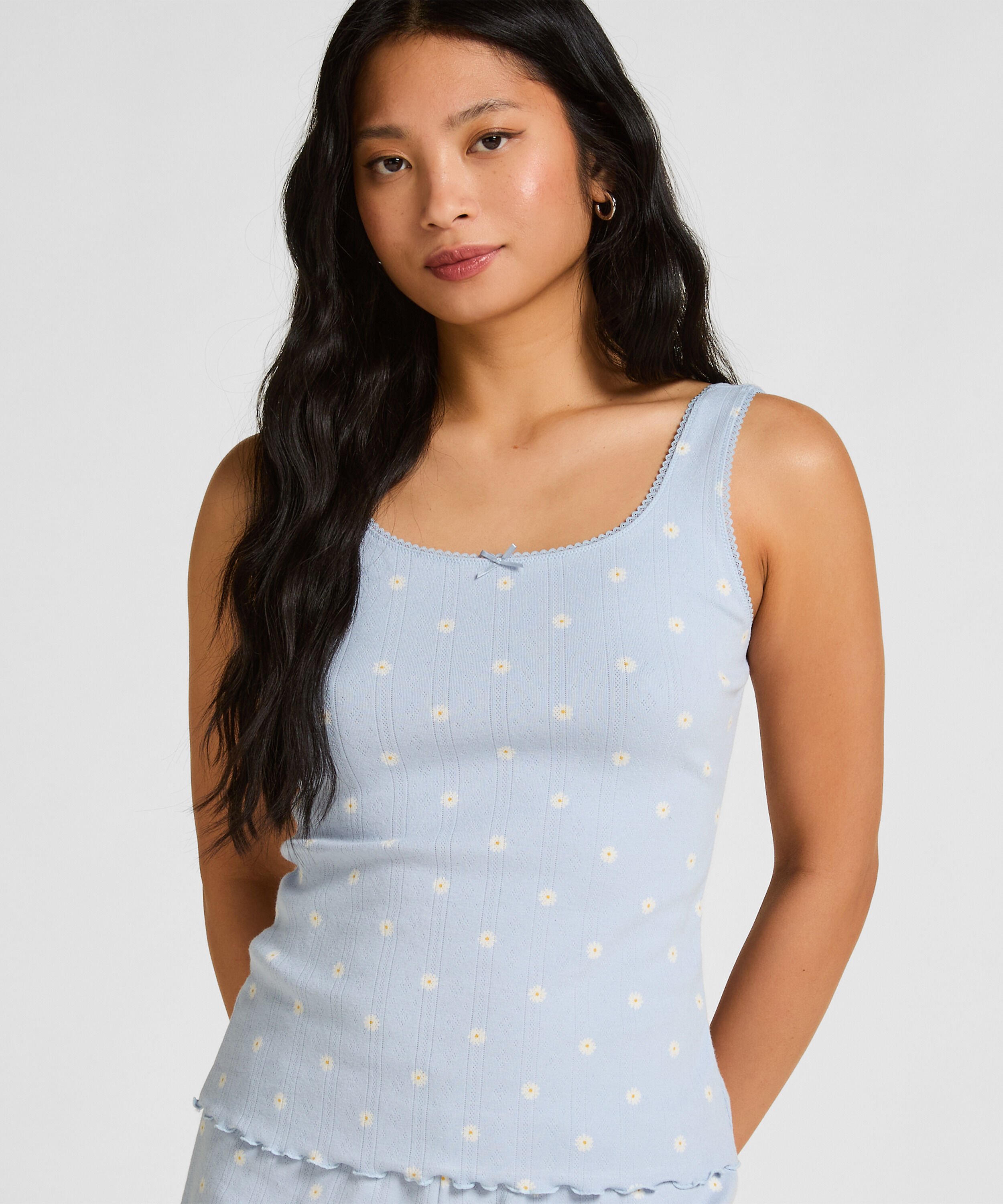 Débardeur Pointelle, Bleu