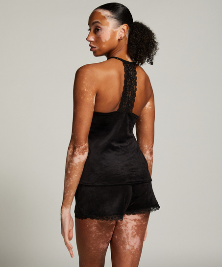 Top Velours Lace, Noir