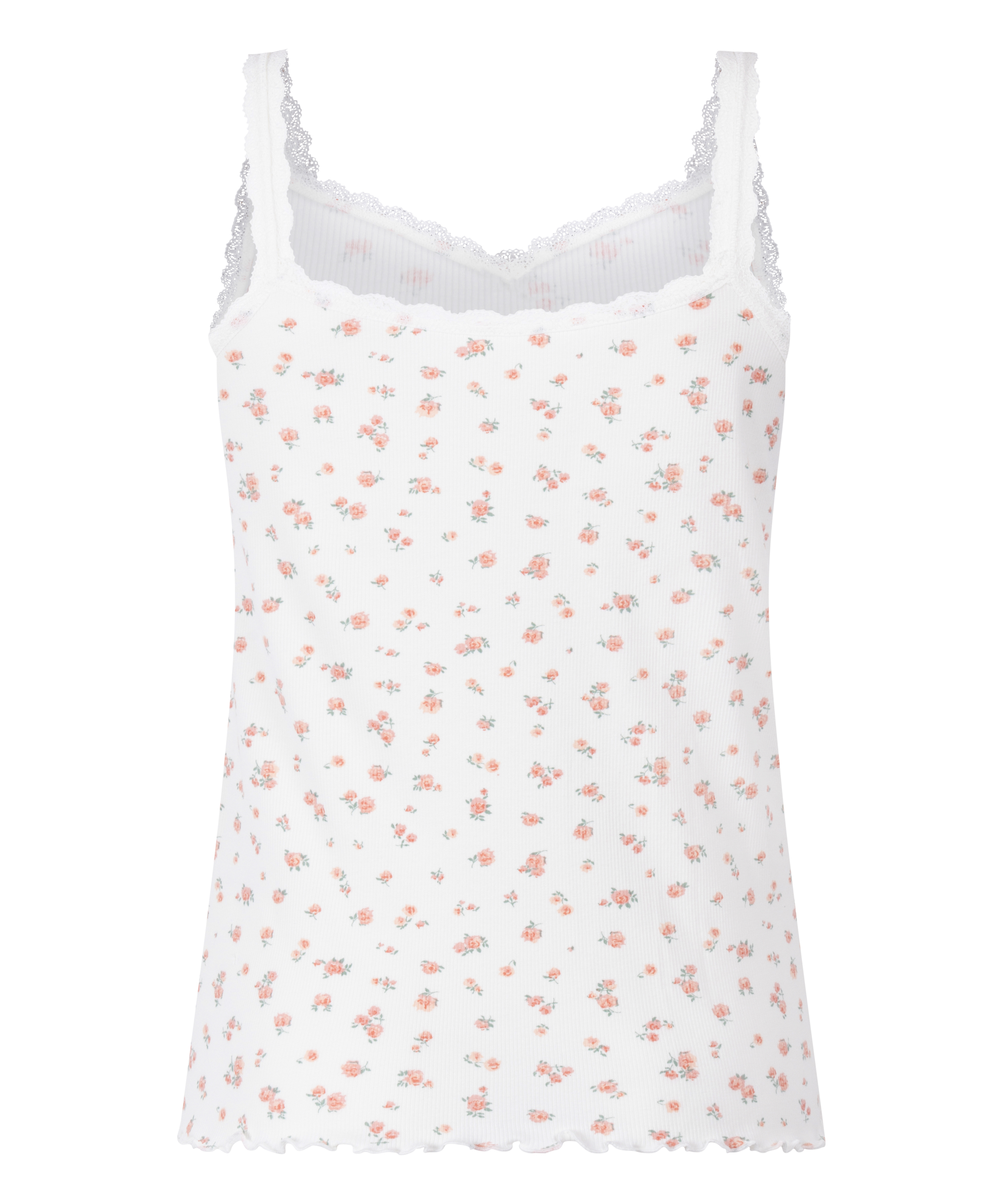 Cami en dentelle côtelé, Blanc, main