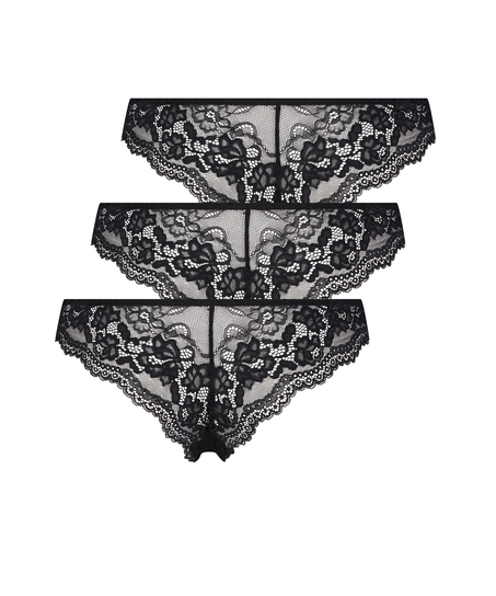 Lot de 3 slips brésiliens Chelsea, Noir