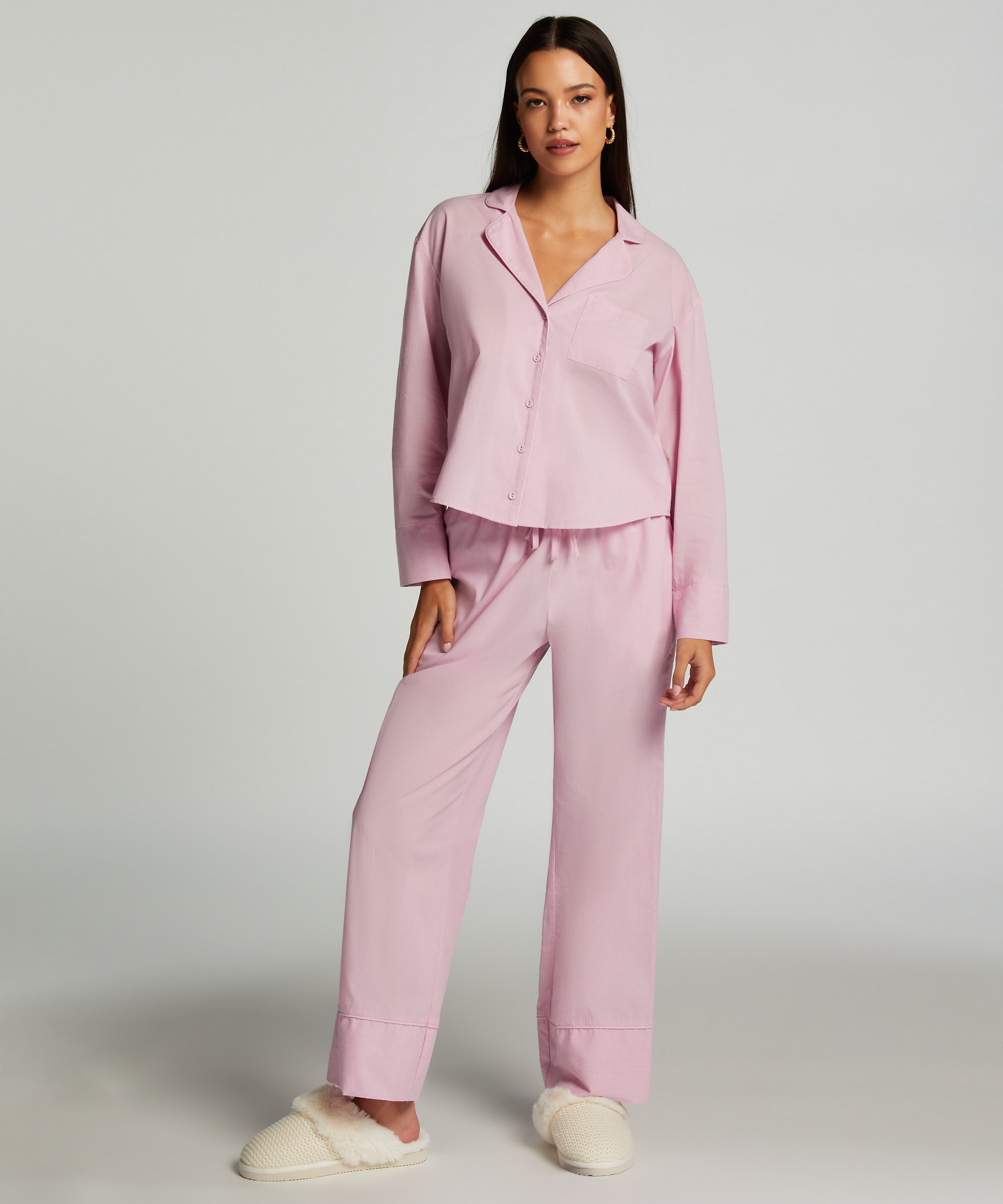 Haut de pyjama en Coton, Rose, main