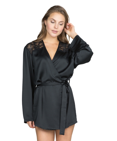 Kimono Hammered satin, Noir