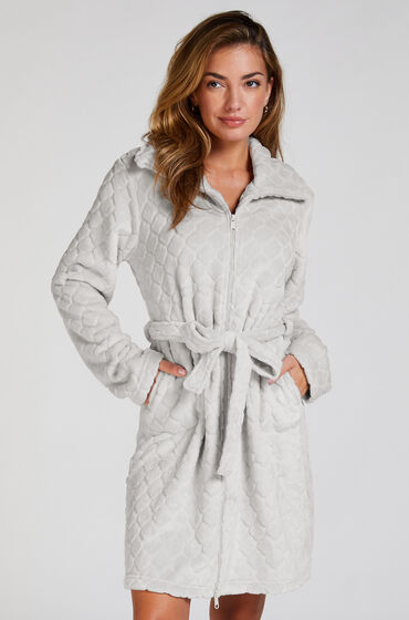 Hunkemöller Peignoir Zip Fleece Gris