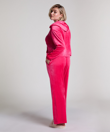 Manteau à capuche velours, Rose