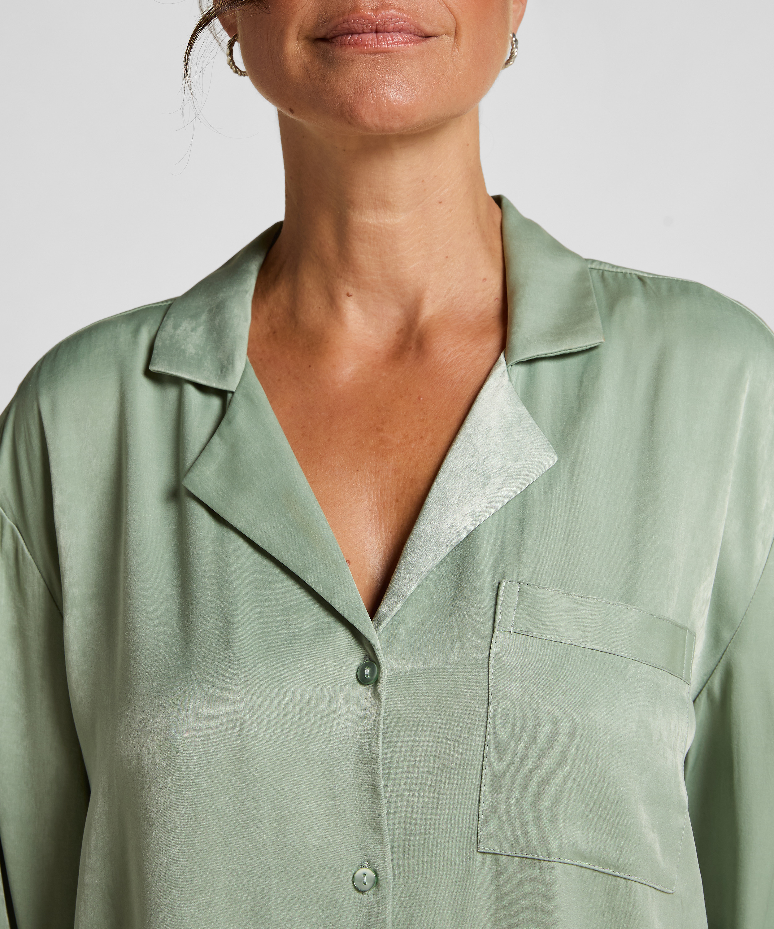 Robe-chemise en satin Ayla, Vert, main