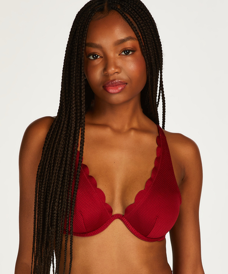 Haut de bikini à armatures non rembourré Scallop, Rouge