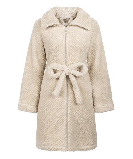 Robe de chambre en polaire à fermeture éclair, Blanc
