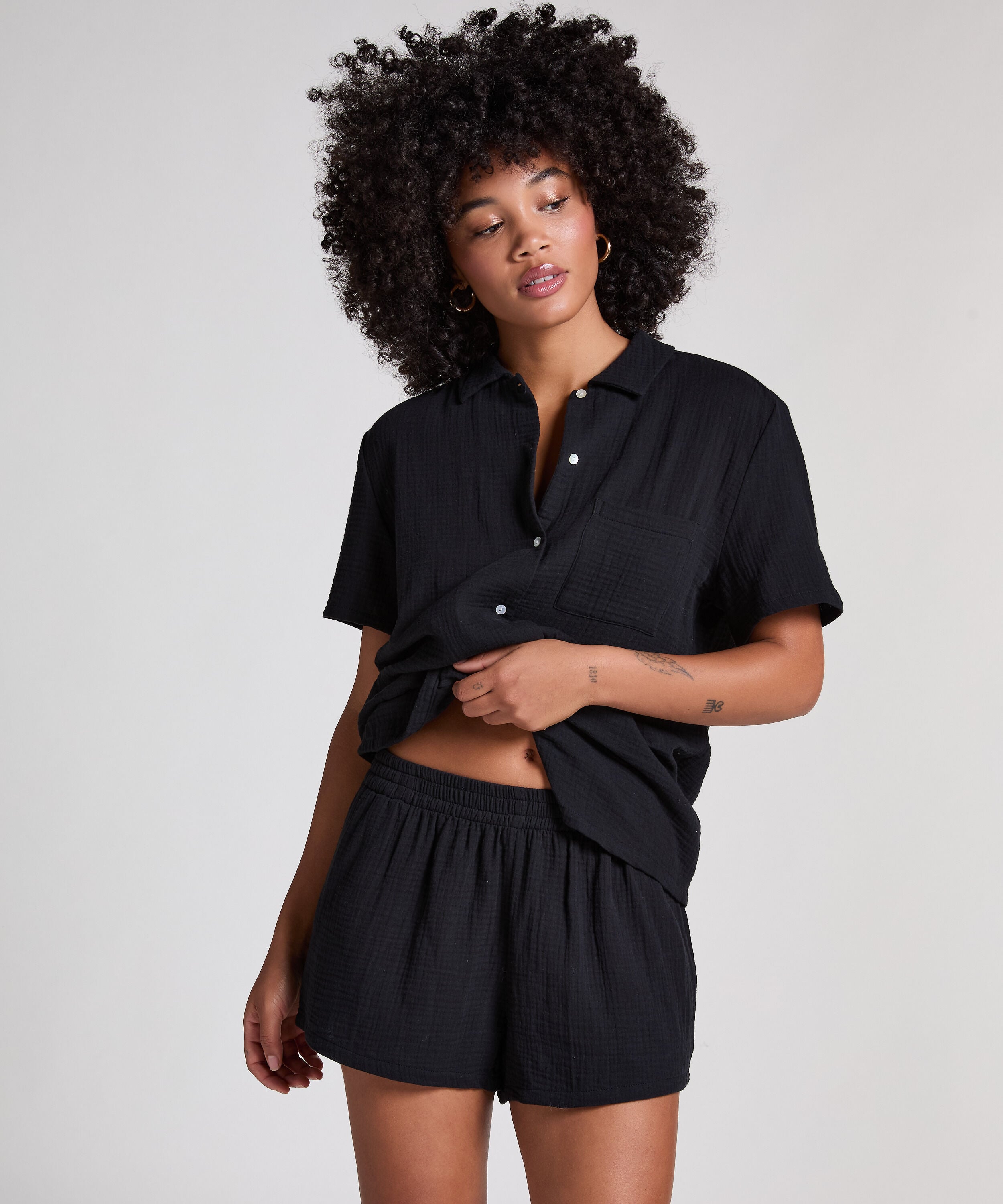 Short en mousseline, Noir Short en mousseline, Noir