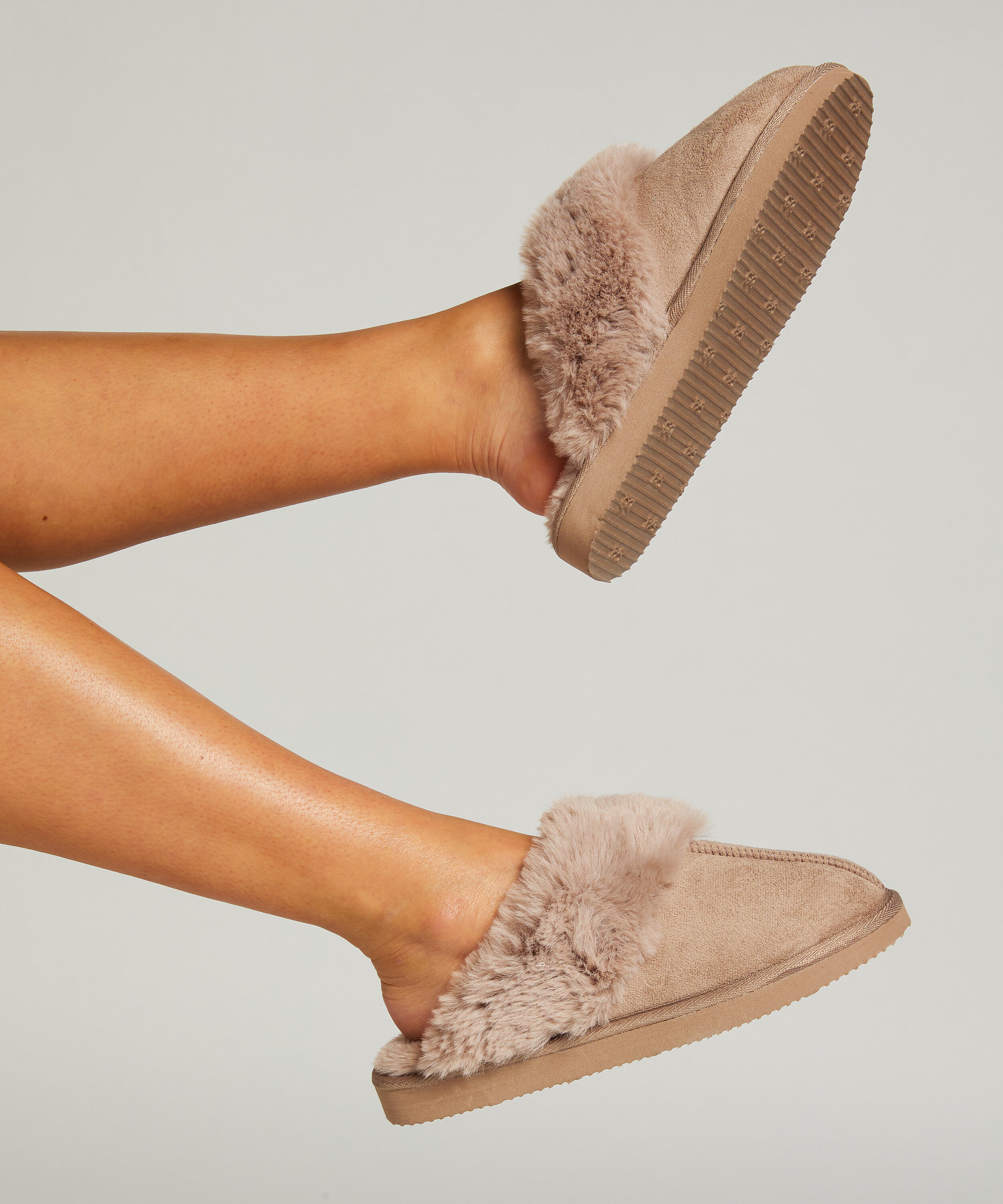 Pantoufles mules Teddy, Marron