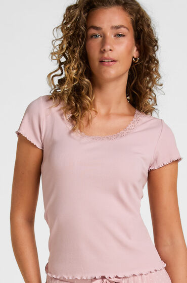 Hunkemöller Haut de Pyjama Jersey Côtele Rose