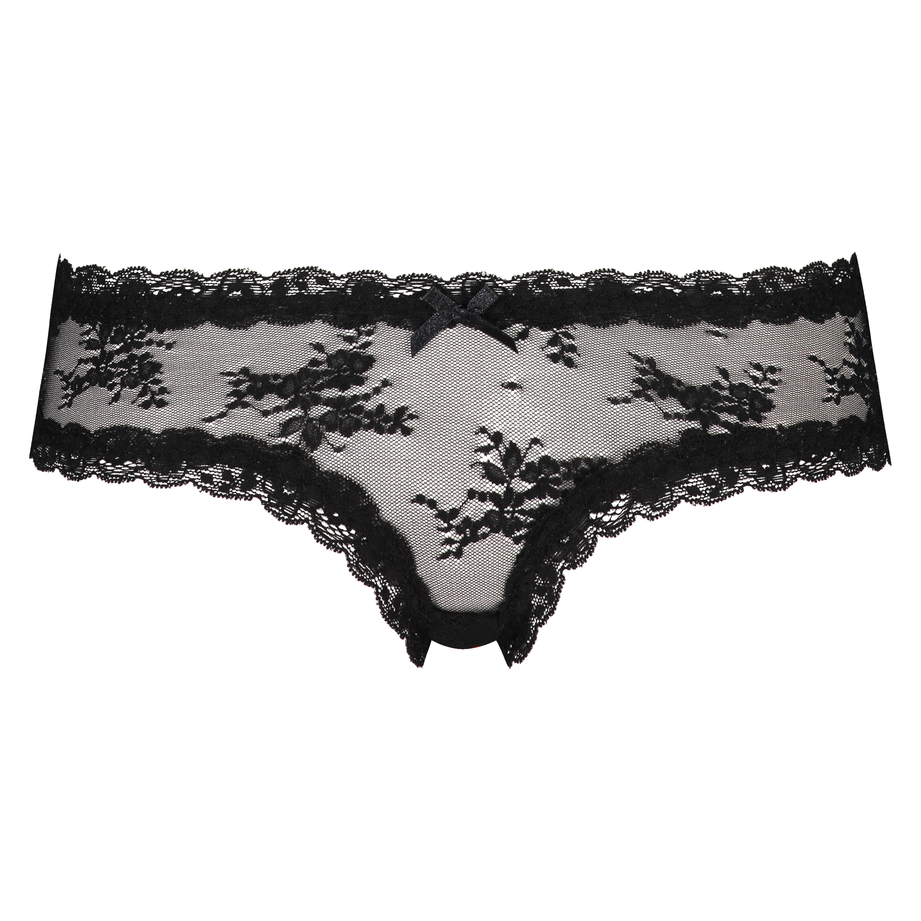 Slip brésilien V-shape Floral Mesh, Noir, main