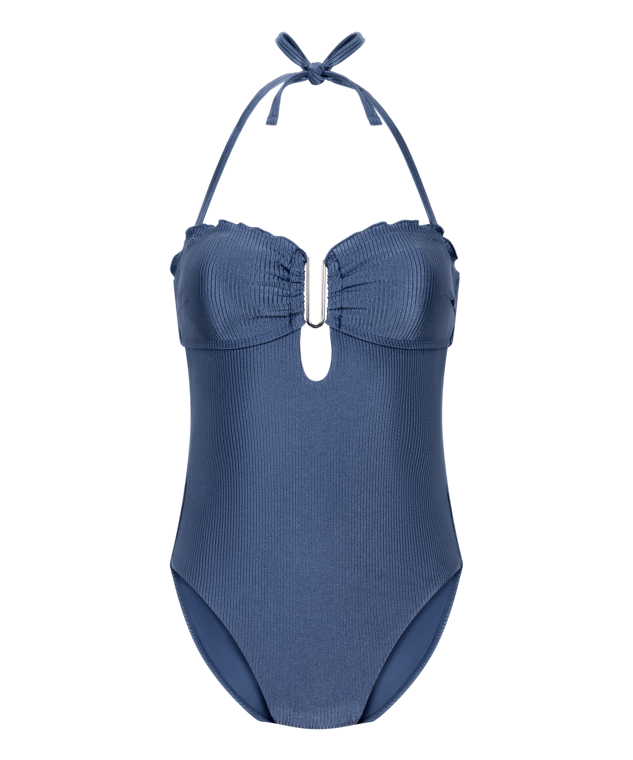 Maillot de bain bandeau en Sardinia, Bleu, main