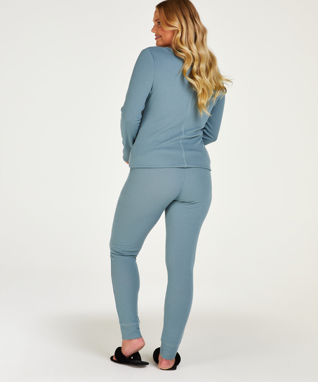Pyjama Waffle Placket, Bleu