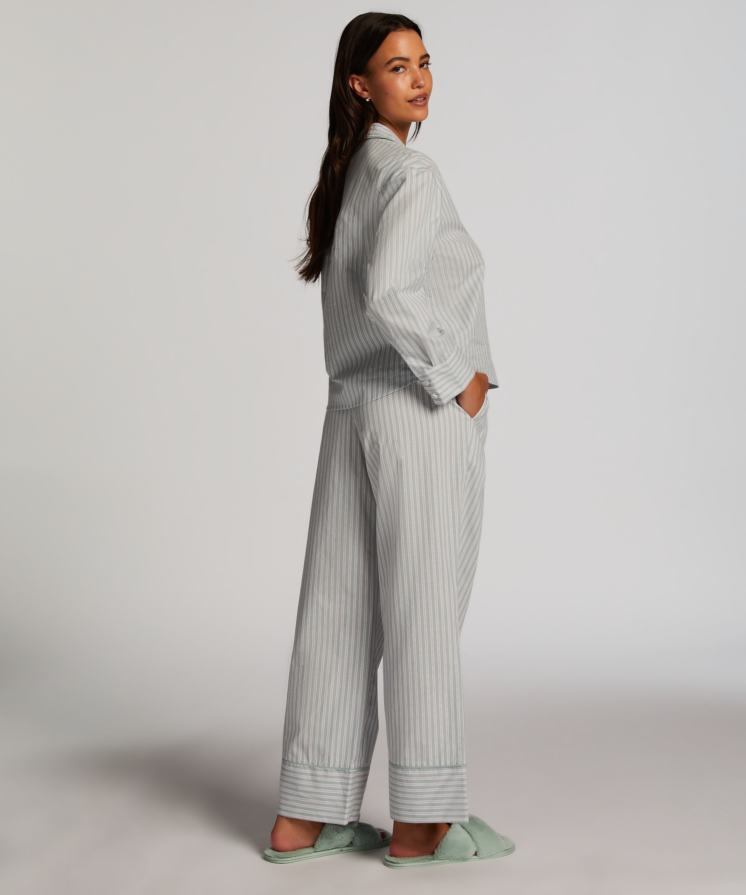 Pantalon de pyjama en Coton, Vert, main