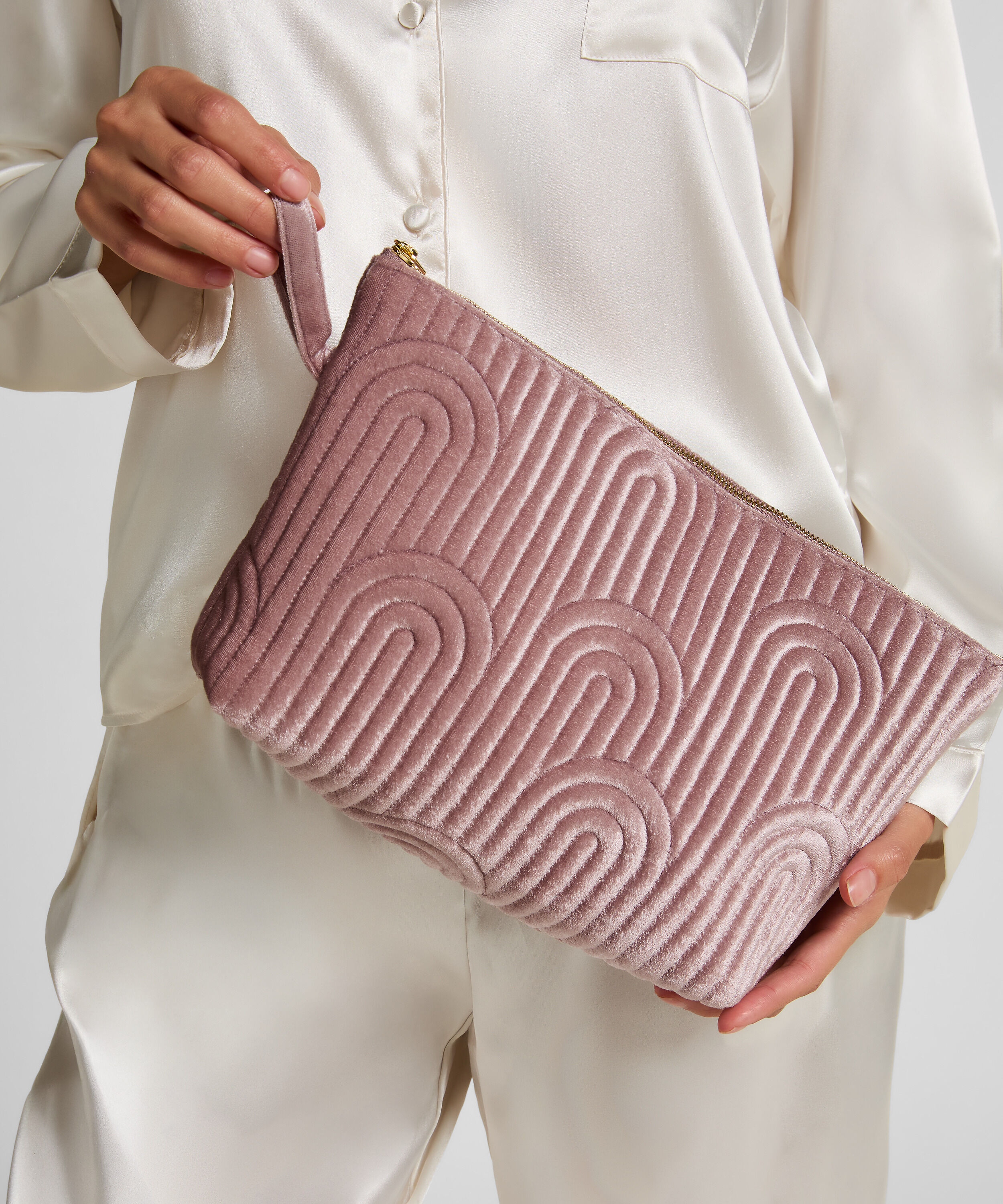 Grande trousse de maquillage en velours, Violet