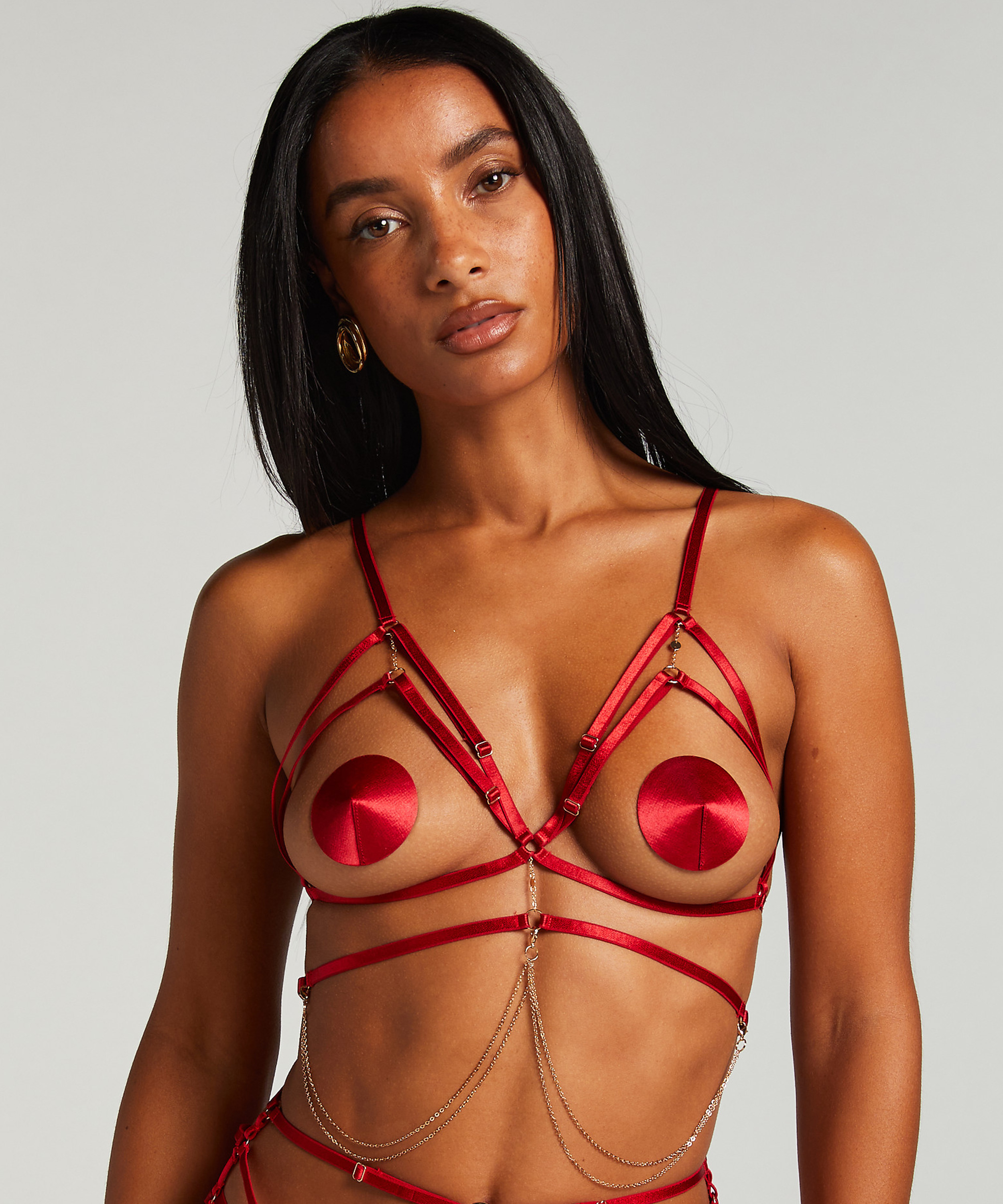 Brassière chain Top, Rouge, main