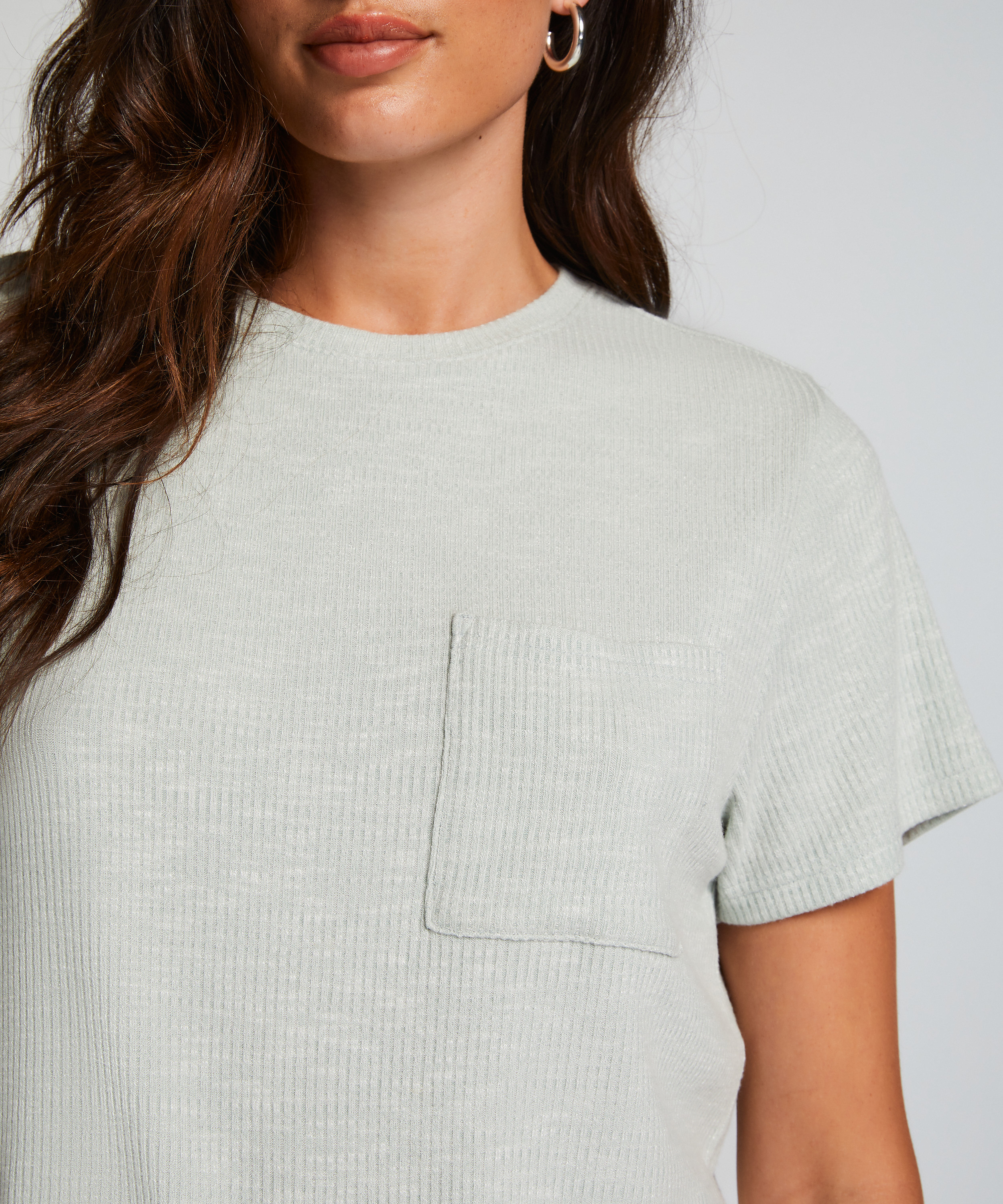 Top manches courtes Rib, Vert, main