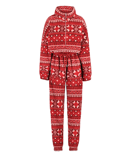 Onesie en flanelle et polaire Fairisle, Rouge